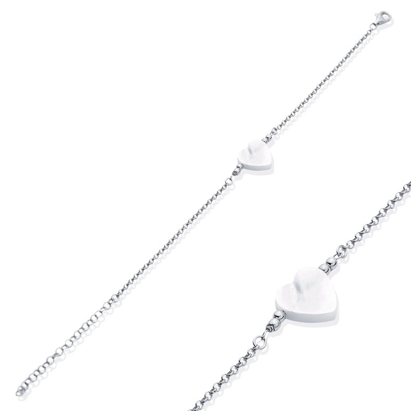 🤍 Mother of Pearl Heart Bracelet - 925 Sterling Silver 💎 - Picture 4 of 4